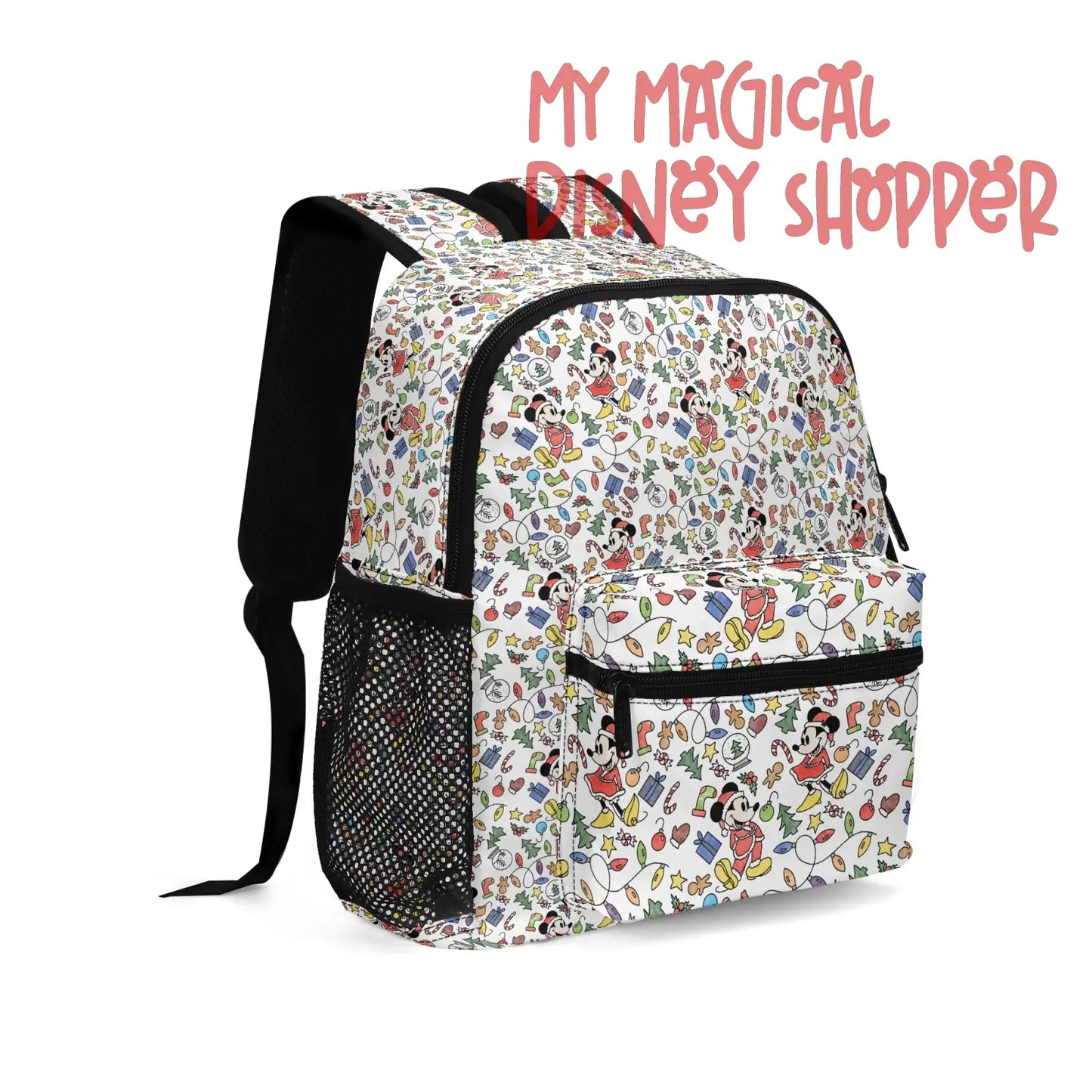 Very Merry Christmas Party Mouse 11 Inch Cute All-Over-Print Mini Backpack
