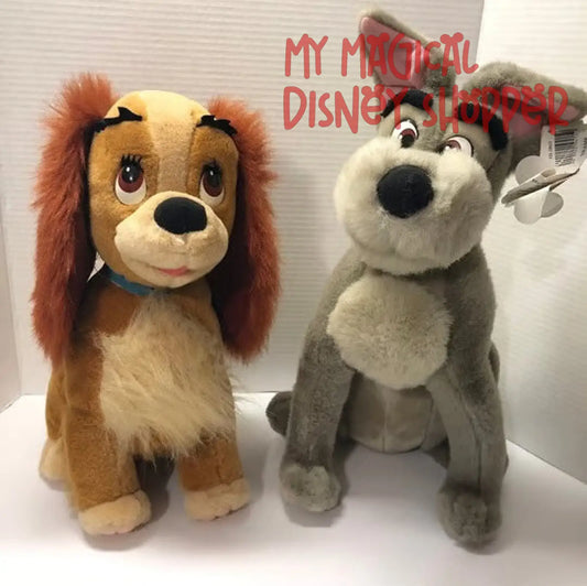 🐾 Vintage Lady and the Tramp Plush Set – Disney Parks