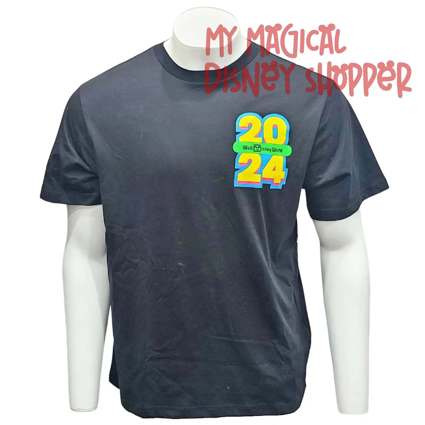 Walt Disney World 2024 Mickey Mouse Neon Logo Adult Shirt - Size Small