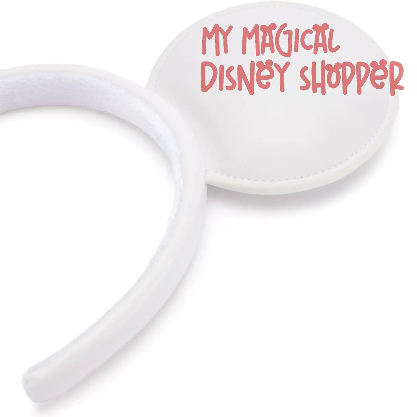 White Plain Mickey Mouse Simulated Leather Ear Headband