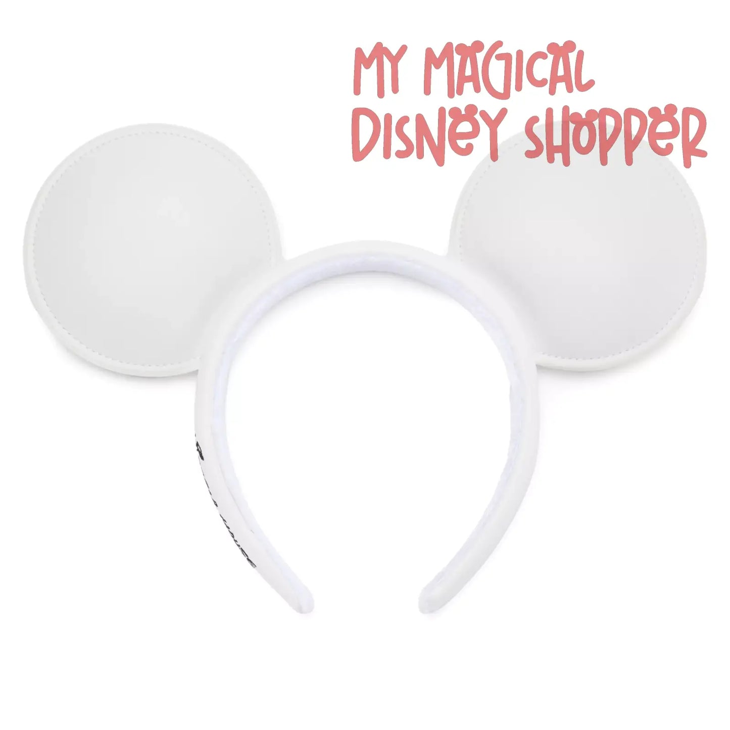 White Plain Mickey Mouse Simulated Leather Ear Headband