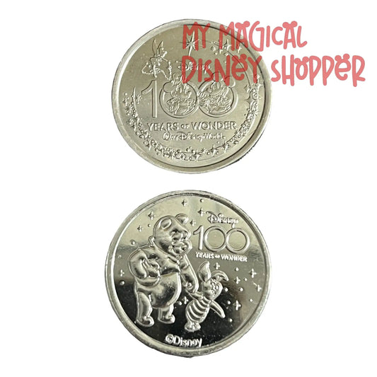 Winnie the Pooh & Piglet Disney 100 Silver Medallion