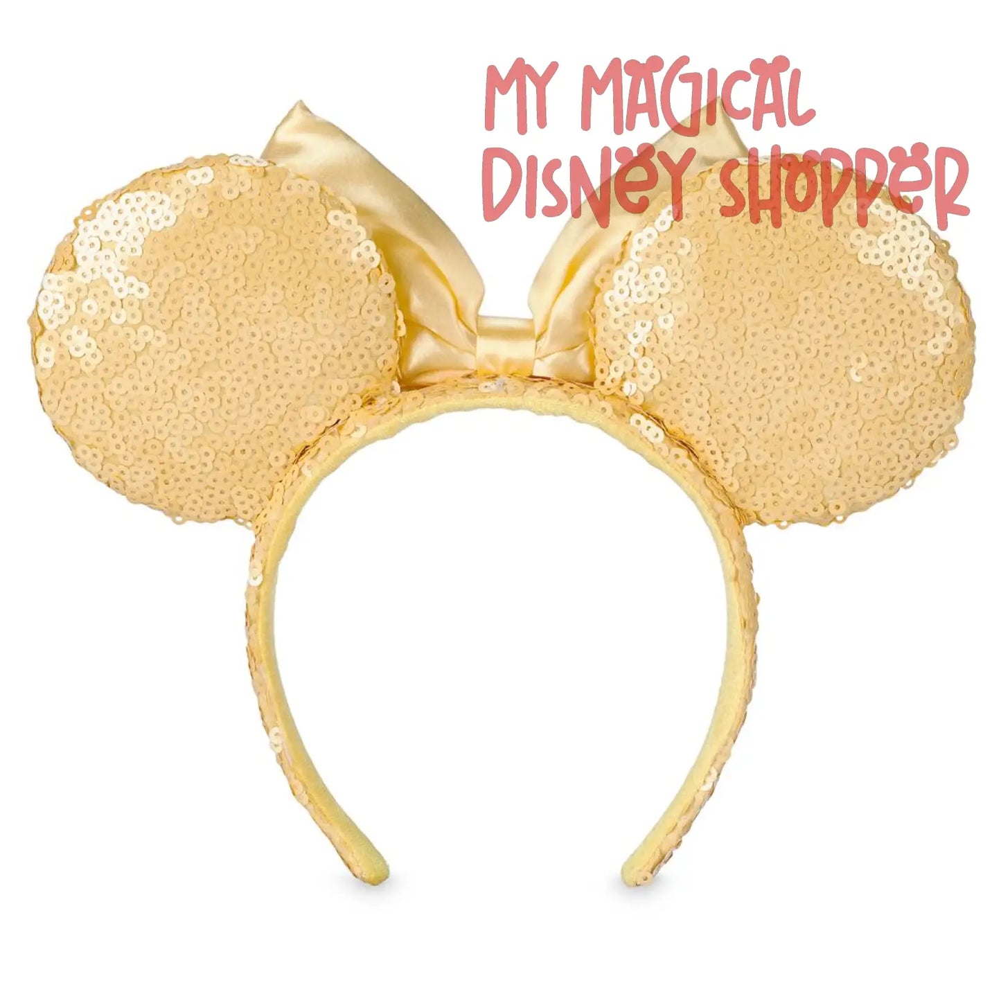 Yellow Sequins Minnie Mouse Ears Headband with Bow