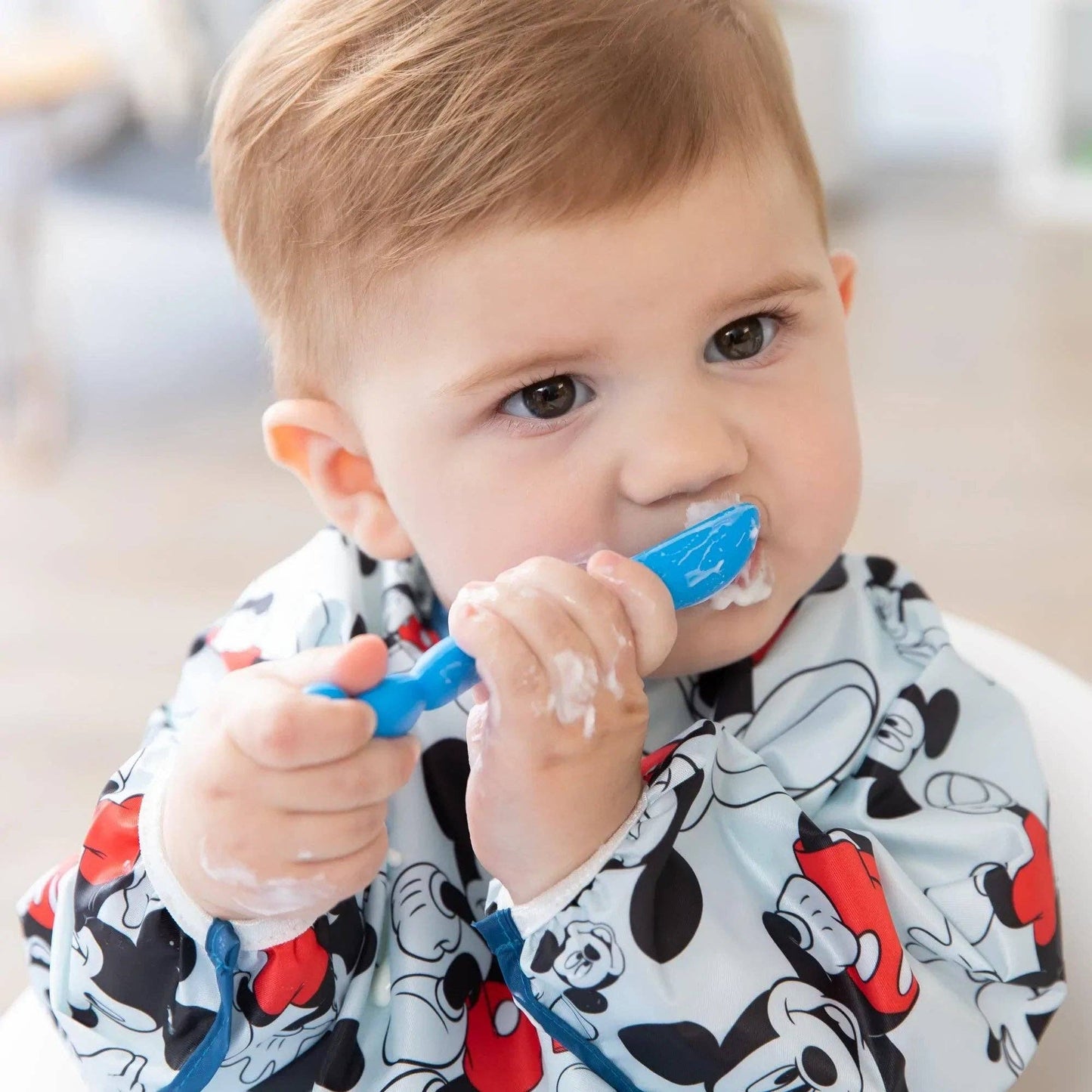 Mickey Mouse Blue Silicone First Feeding Set