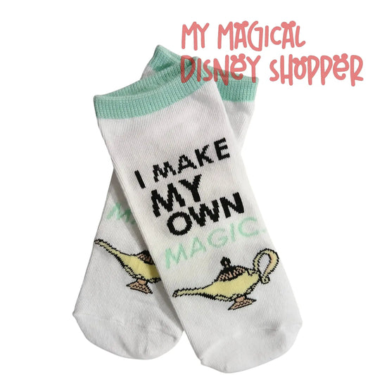 Aladdin “I Make My Own Magic” Trainer Socks – Disney Magic Lamp Adult Socks Size 4–10 ✨🧦🪔