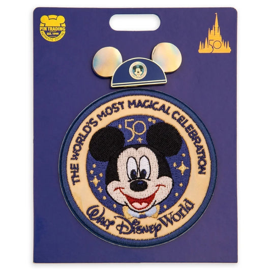 Walt Disney World 50th Anniversary Mickey Mouse Pin and Patch Set