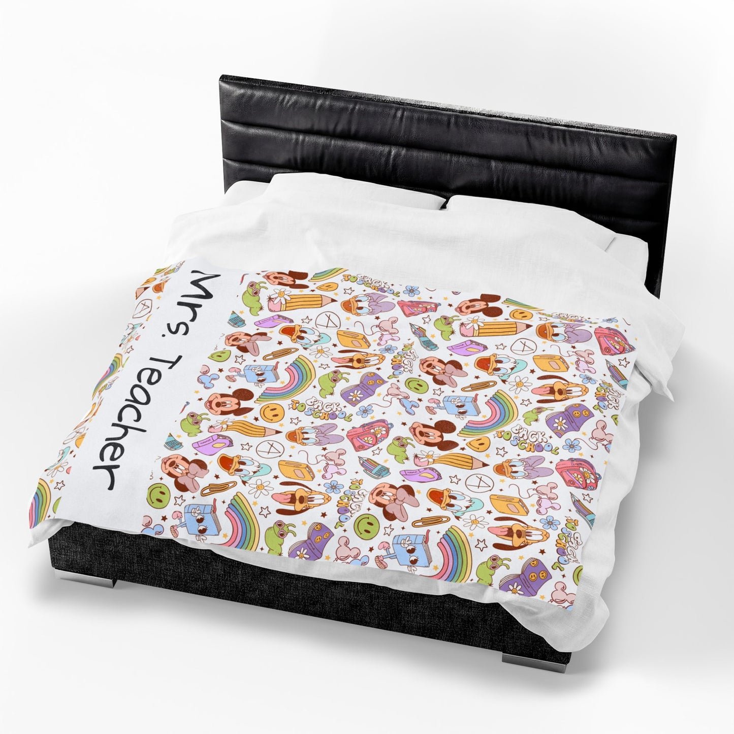 Back to School Mouse Friends Velveteen Plush Blanket — Rainbows & Magic 🌈✨
