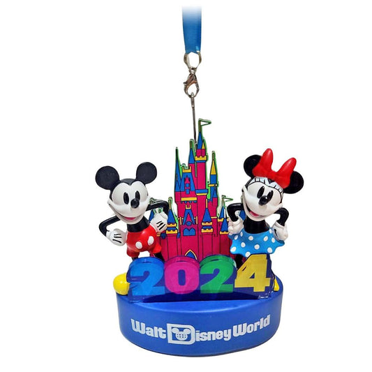 2024 Walt Disney World Castle Mickey and Minnie Disney Light-Up Ornament