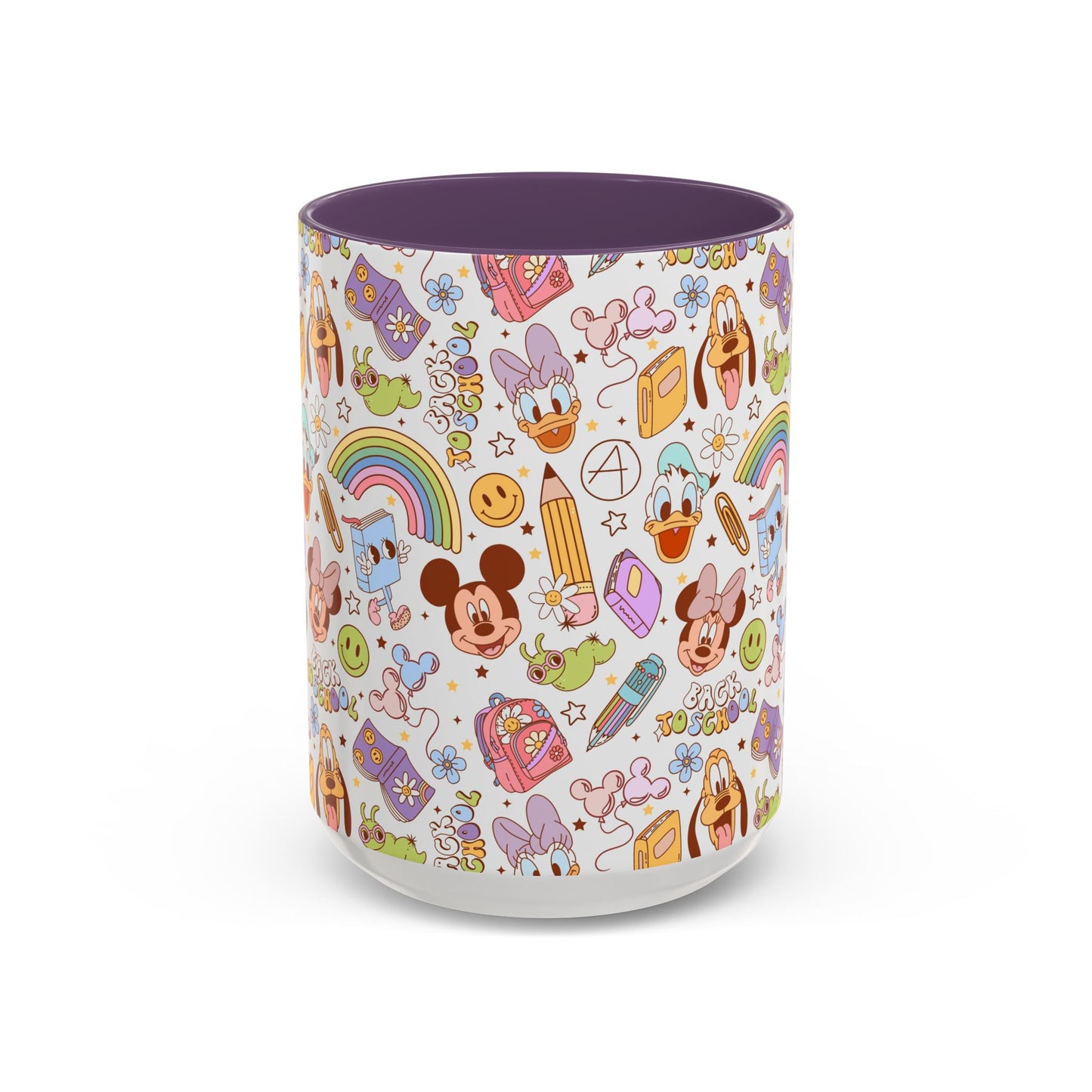 Back to School Mouse Friends Accent 11 / 15oz Dishwasher Safe Mug — Rainbows & Magic ☕🌈✨