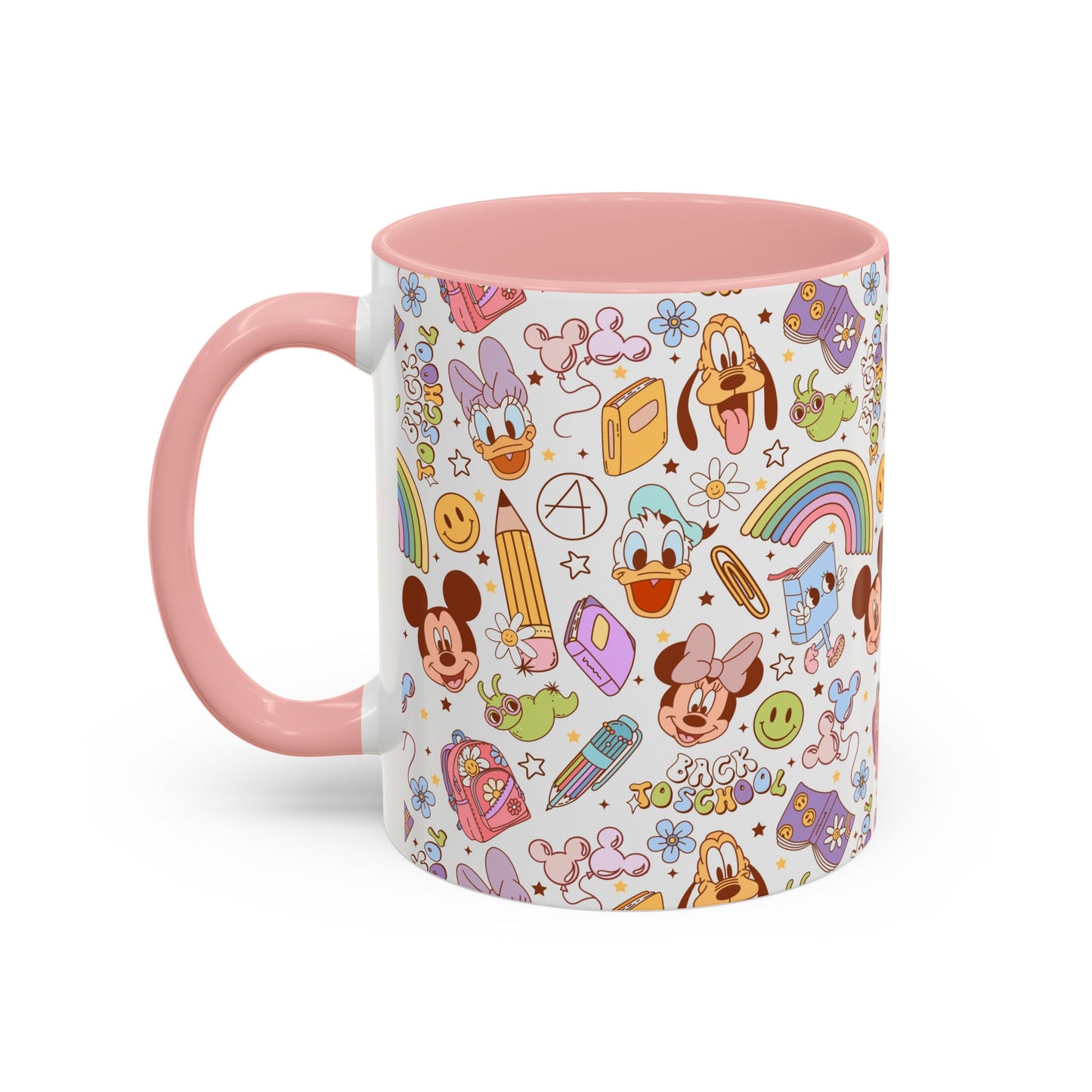 Back to School Mouse Friends Accent 11 / 15oz Dishwasher Safe Mug — Rainbows & Magic ☕🌈✨