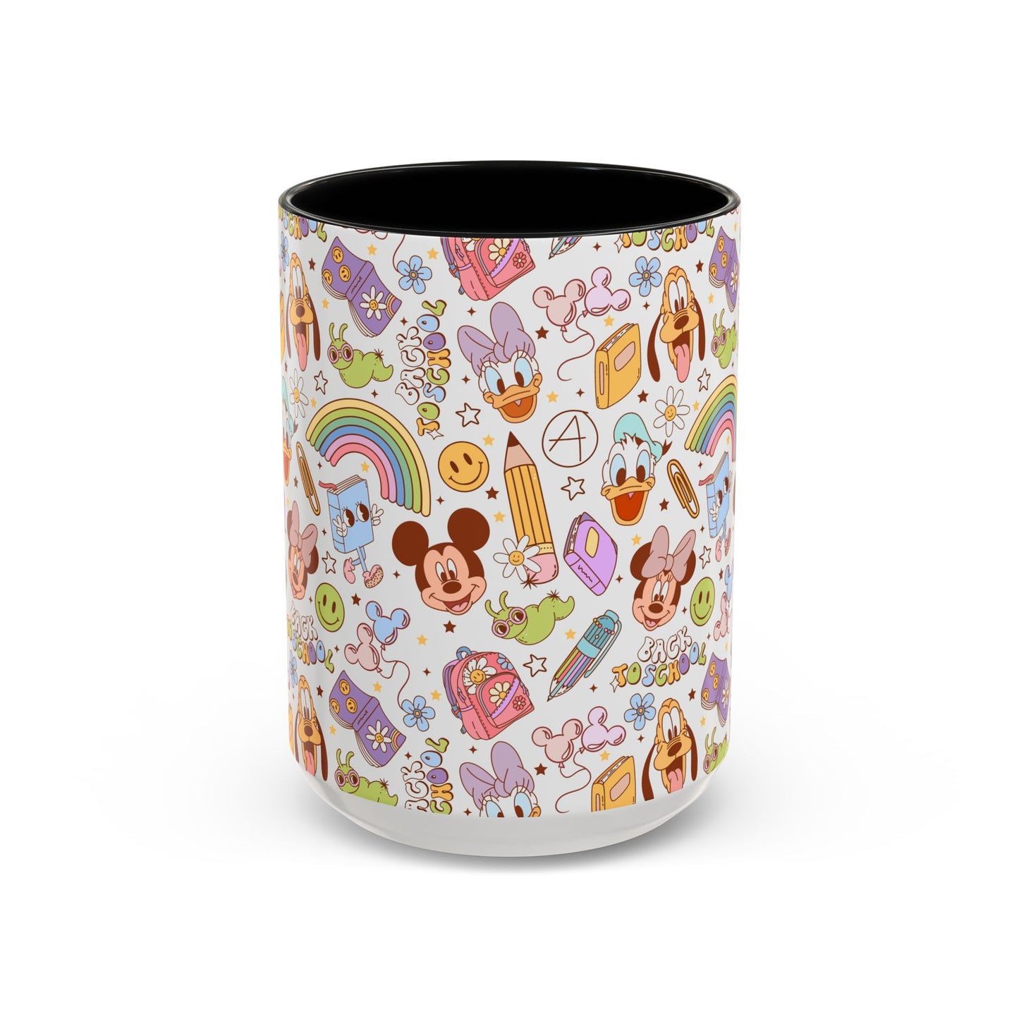 Back to School Mouse Friends Accent 11 / 15oz Dishwasher Safe Mug — Rainbows & Magic ☕🌈✨