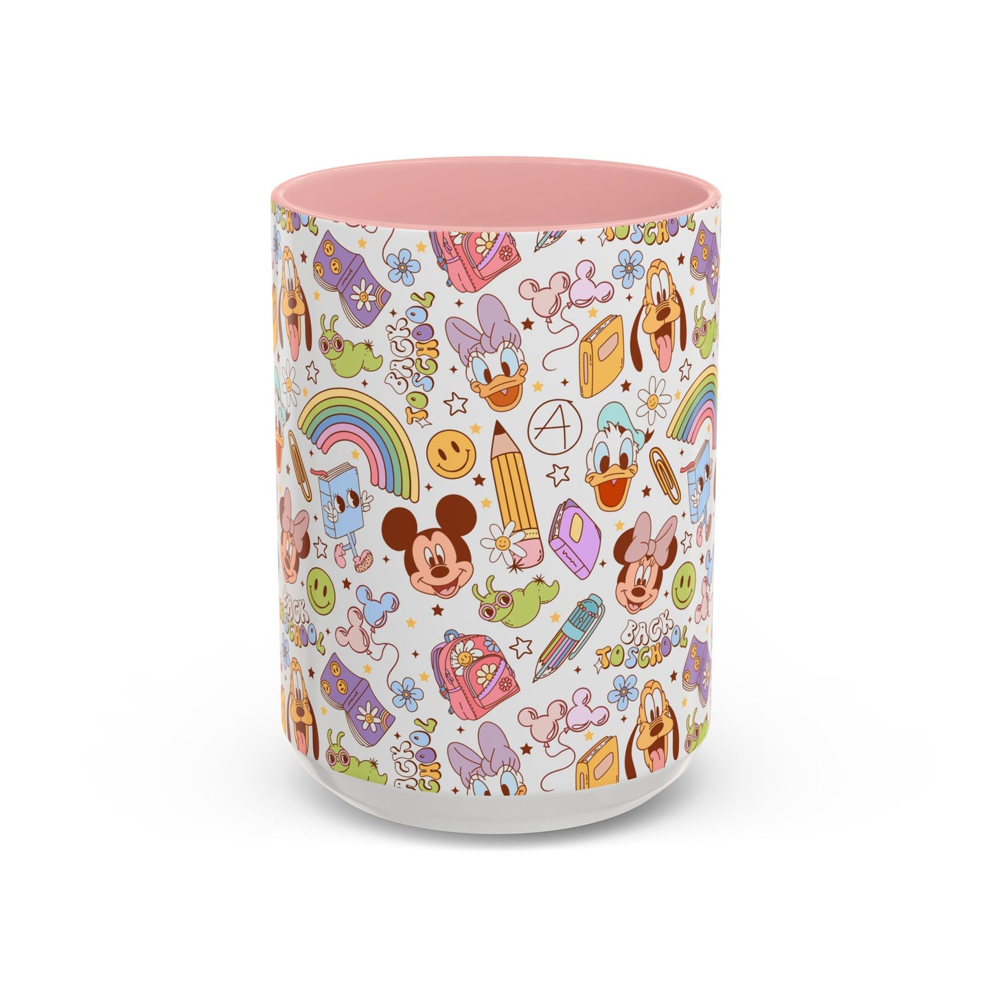 Back to School Mouse Friends Accent 11 / 15oz Dishwasher Safe Mug — Rainbows & Magic ☕🌈✨