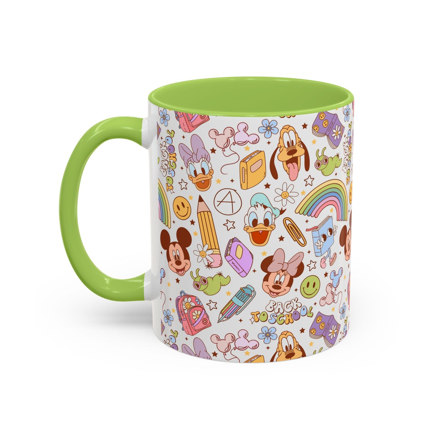 Back to School Mouse Friends Accent 11 / 15oz Dishwasher Safe Mug — Rainbows & Magic ☕🌈✨
