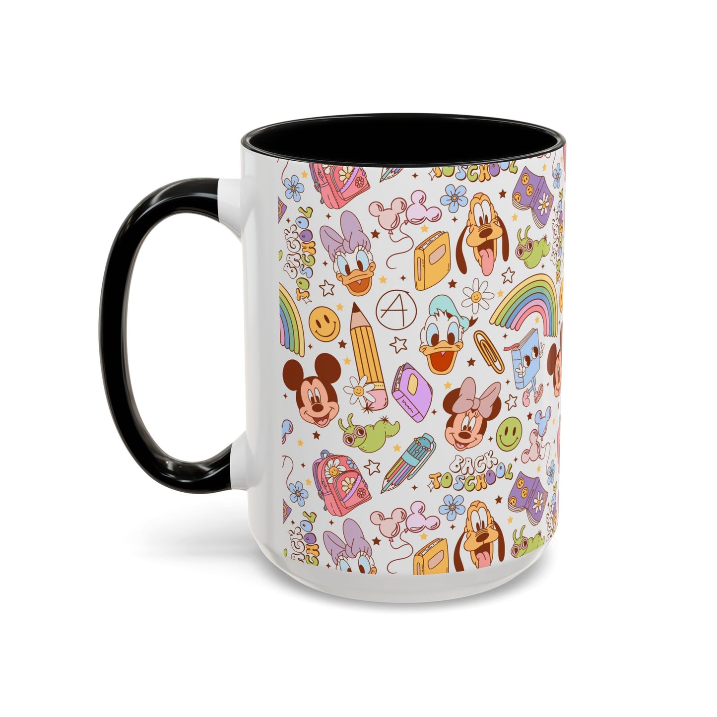 Back to School Mouse Friends Accent 11 / 15oz Dishwasher Safe Mug — Rainbows & Magic ☕🌈✨