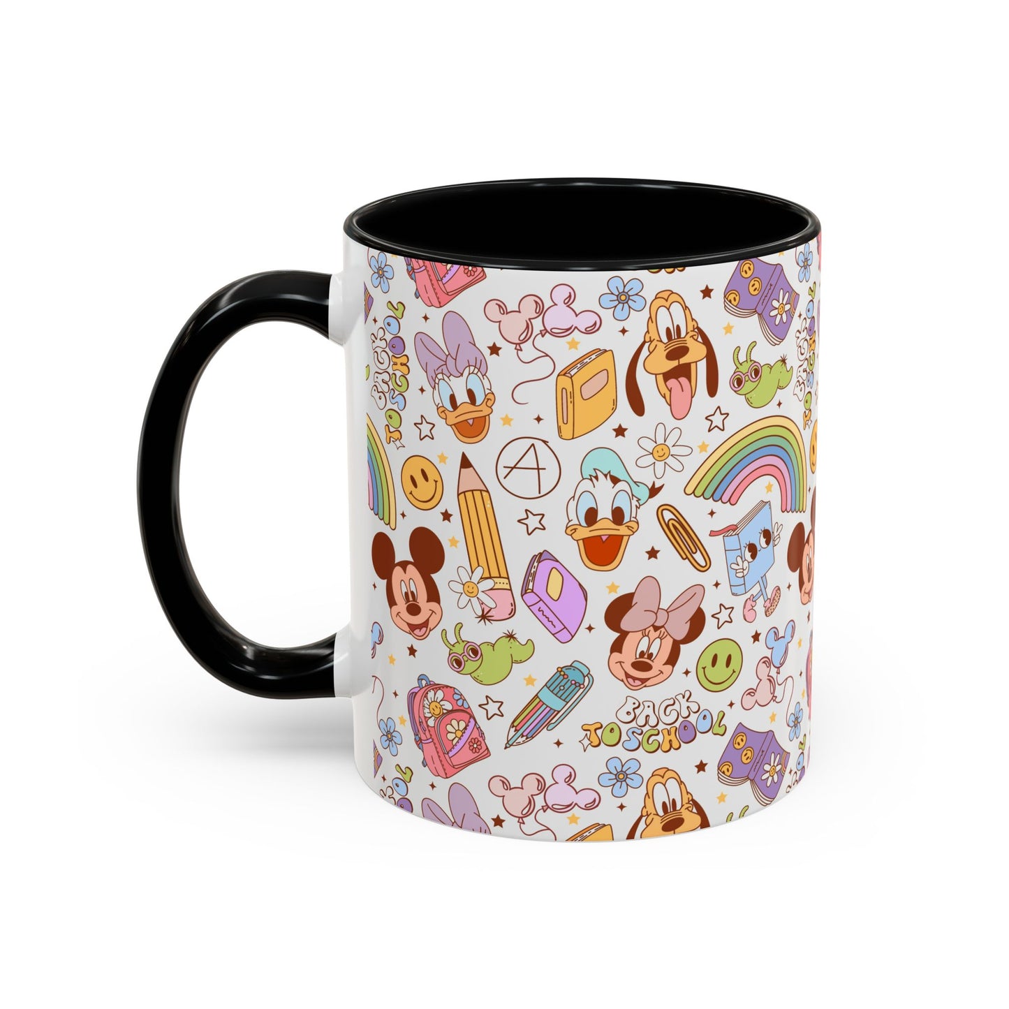 Back to School Mouse Friends Accent 11 / 15oz Dishwasher Safe Mug — Rainbows & Magic ☕🌈✨