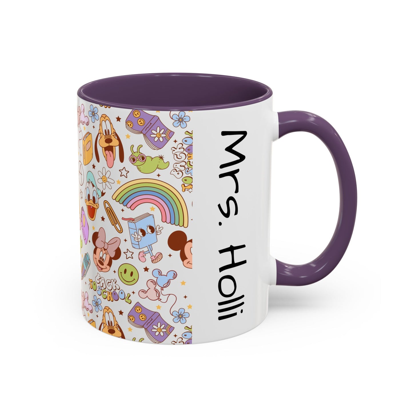 Back to School Mouse Friends Accent 11 / 15oz Dishwasher Safe Mug — Rainbows & Magic ☕🌈✨