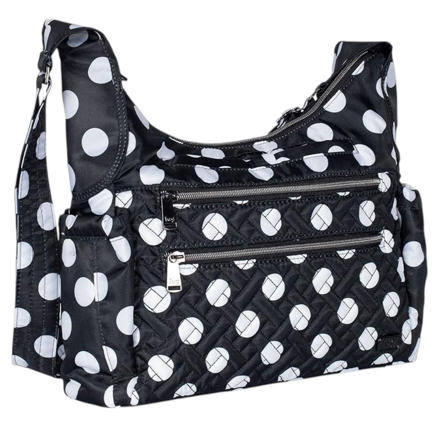 Lug Camper SE Crossbody Bag – Black with White Polka Dots 🖤⚪✨