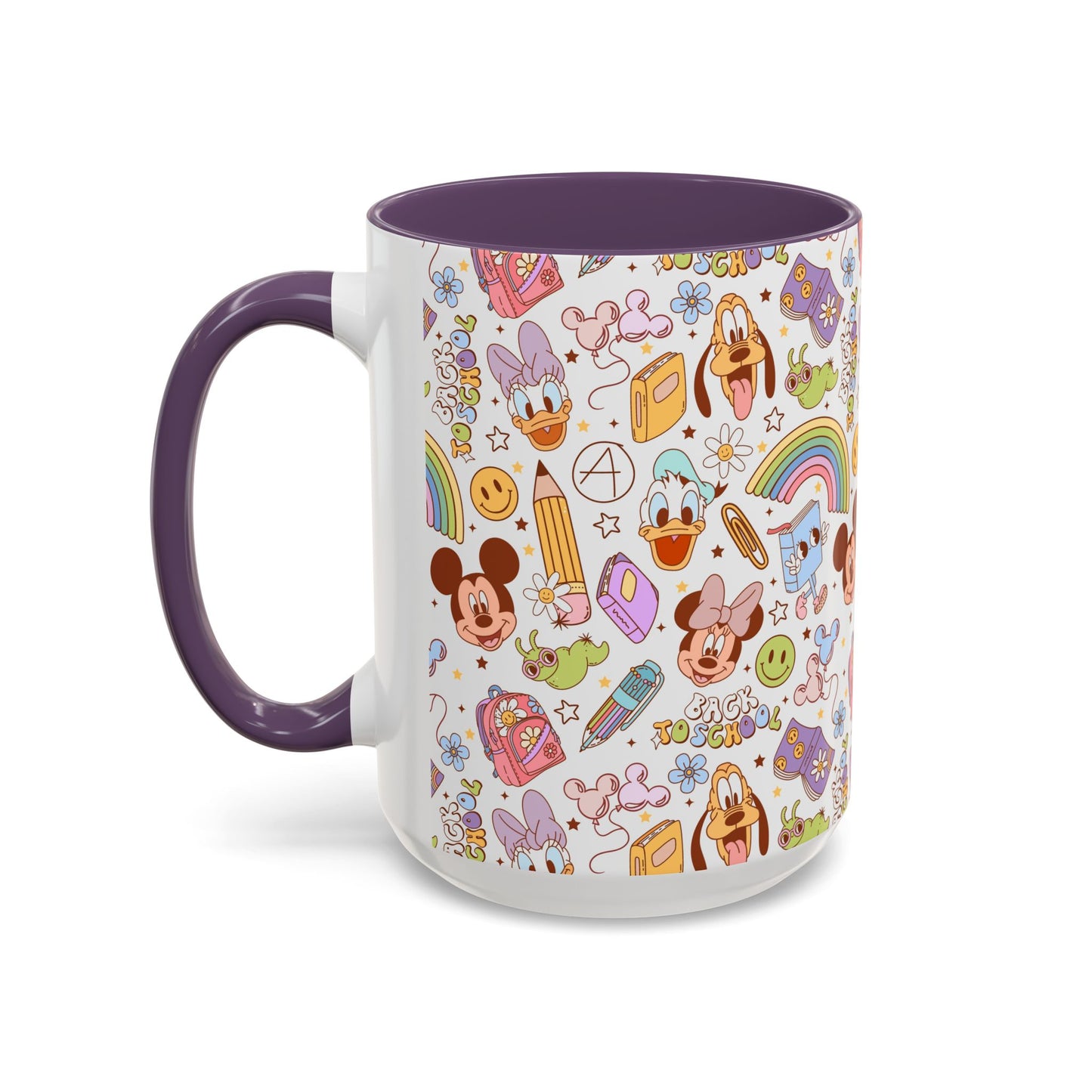 Back to School Mouse Friends Accent 11 / 15oz Dishwasher Safe Mug — Rainbows & Magic ☕🌈✨