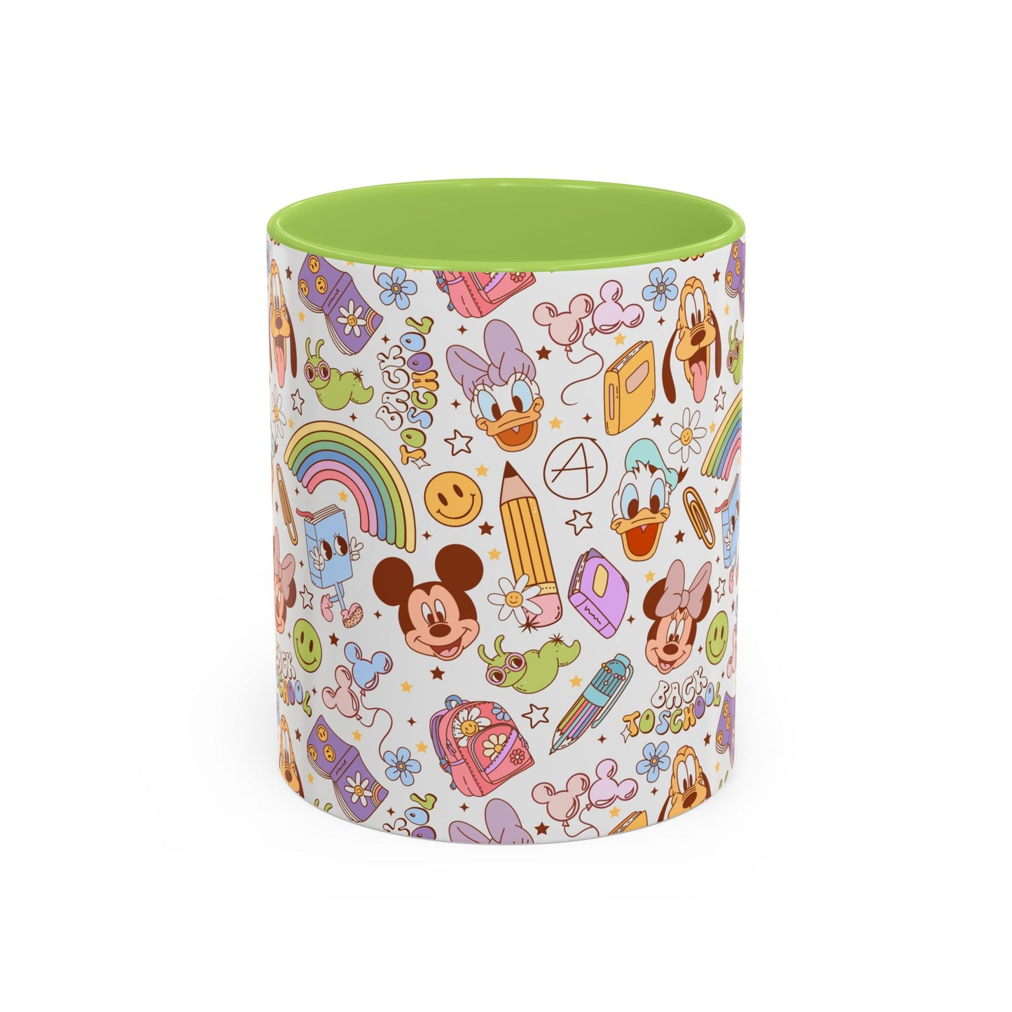 Back to School Mouse Friends Accent 11 / 15oz Dishwasher Safe Mug — Rainbows & Magic ☕🌈✨