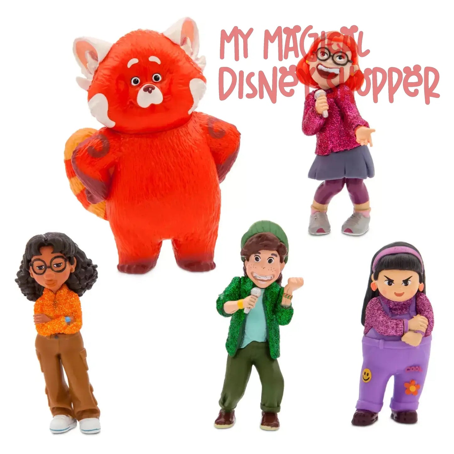 2022 Disney Parks Pixar Turning Red BFF Figures Playset Mei Panda Case Toy Set