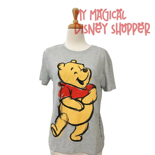 Grey Winnie the Pooh Laughing T-Shirt - Size Adult XS