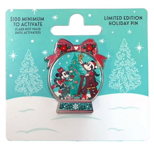 Mickey and Minnie Snow Globe Pin - Holiday 2022 Gift Card Promotion