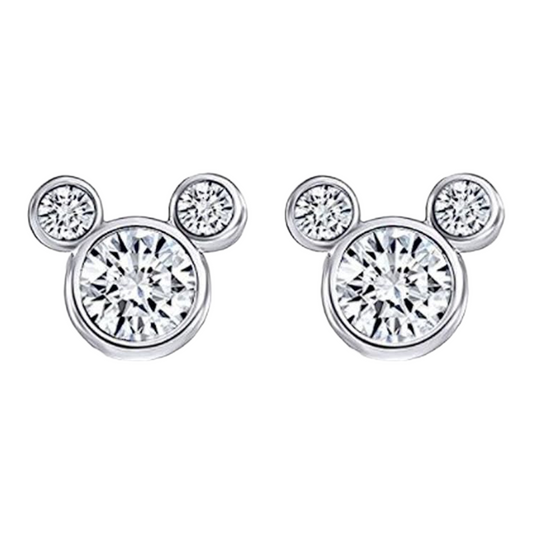 Mickey Mouse Stud CZ and Sterling Silver Earrings