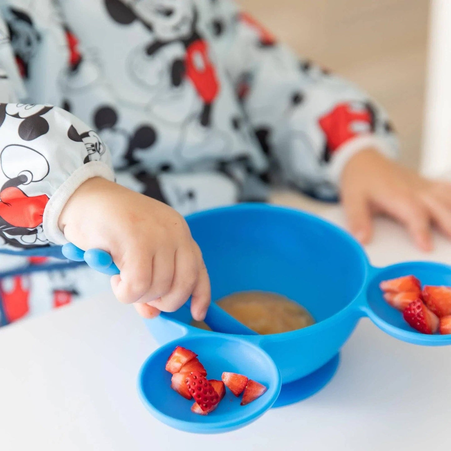 Mickey Mouse Blue Silicone First Feeding Set