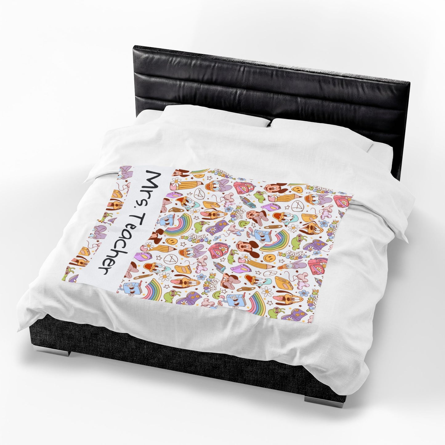 Back to School Mouse Friends Velveteen Plush Blanket — Rainbows & Magic 🌈✨