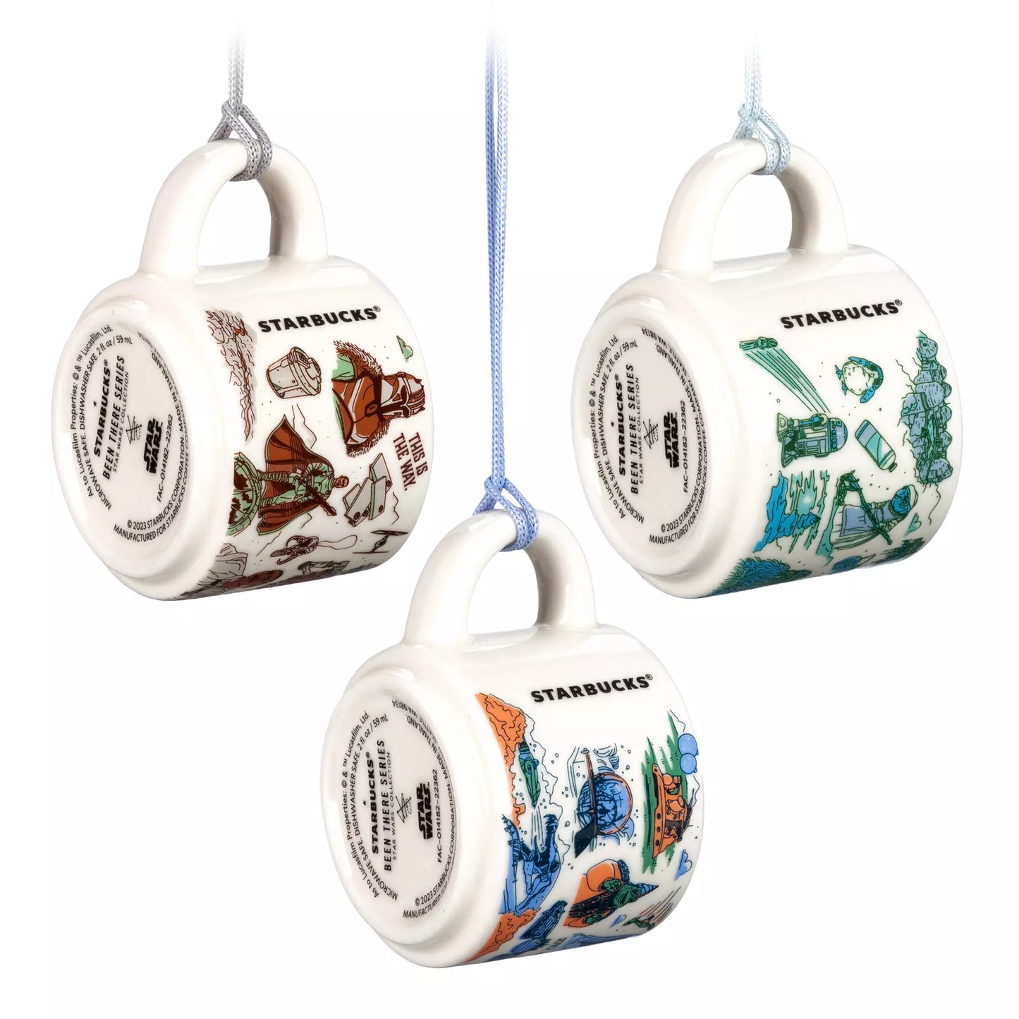 Nevarro, Naboo and Ahch-To Starbucks Mug Ornament Set – Been There Series