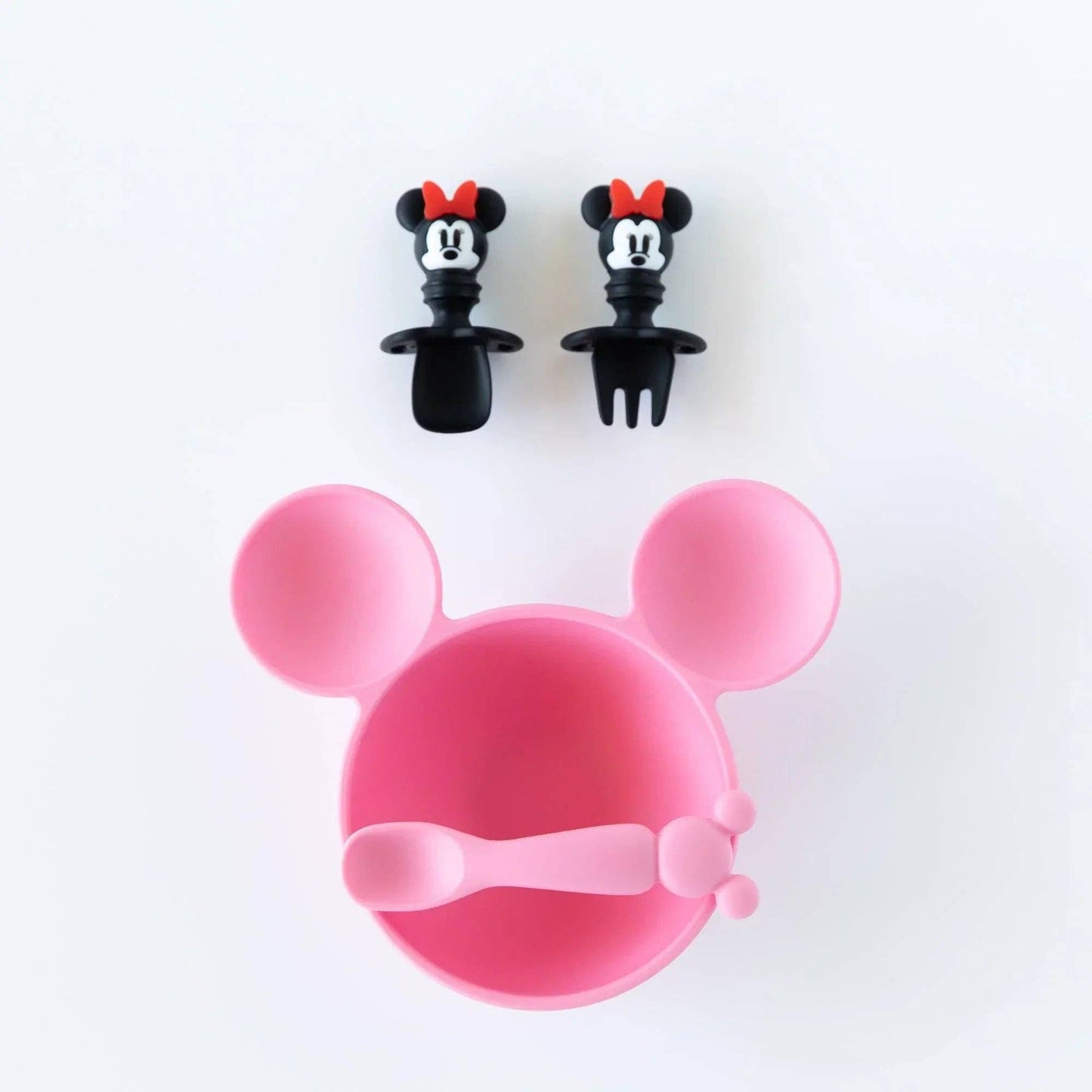 Mickey Mouse Pink Silicone First Feeding Set