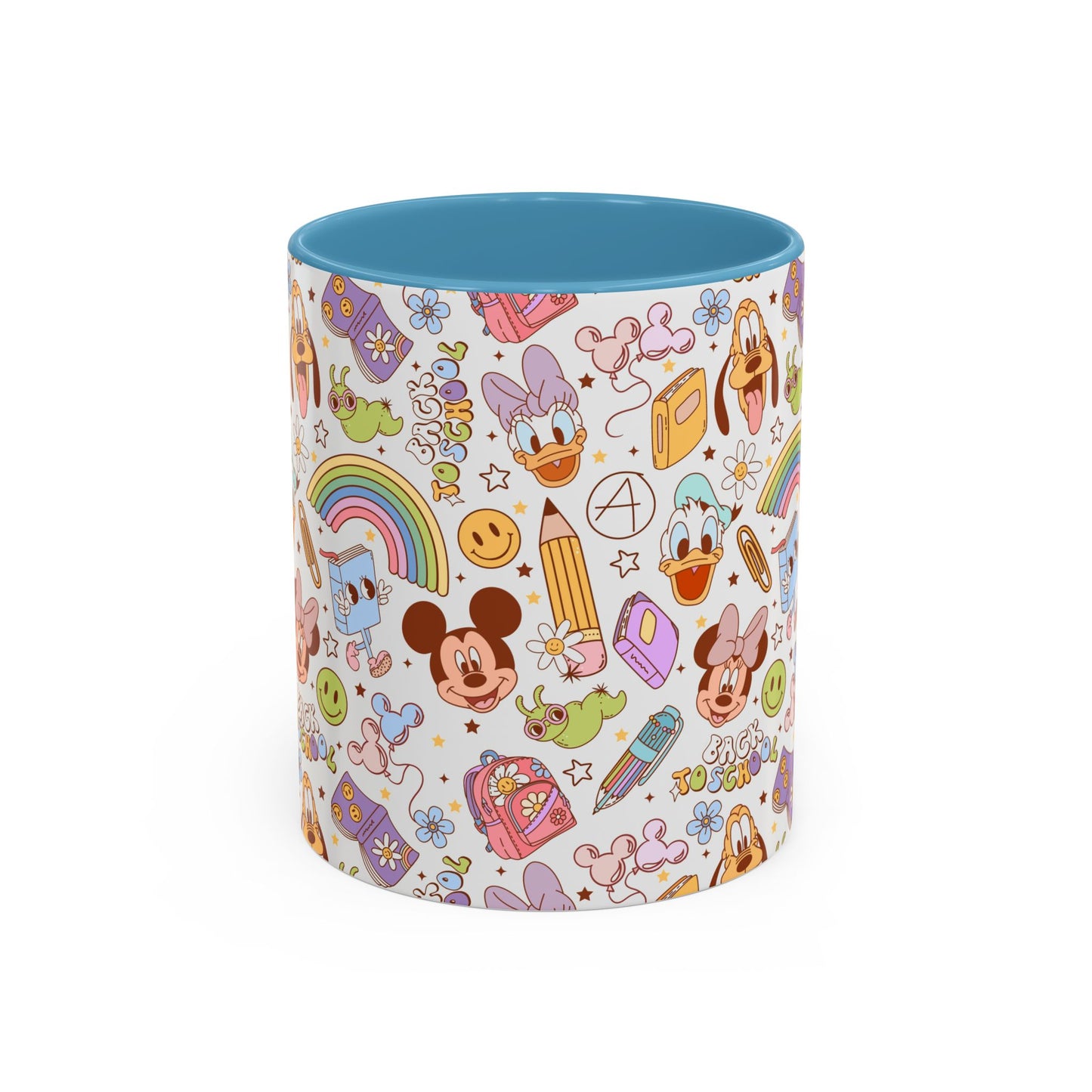 Back to School Mouse Friends Accent 11 / 15oz Dishwasher Safe Mug — Rainbows & Magic ☕🌈✨