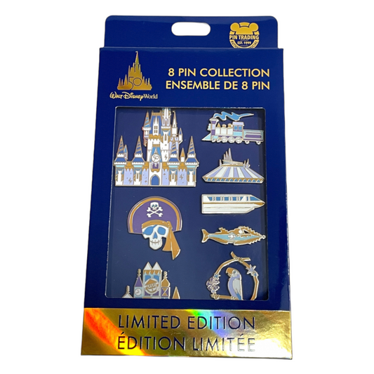 Magic Kingdom 50th Celebration Limited Pin Set of 8 - Limited Edition 1500