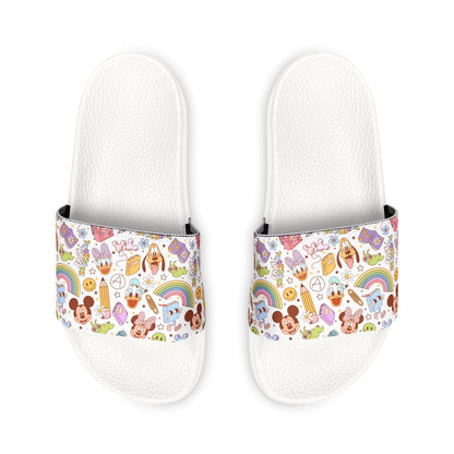 Youth Back to School Mouse Friends Kids Slide Sandals — Rainbows & Magic 🌈✨