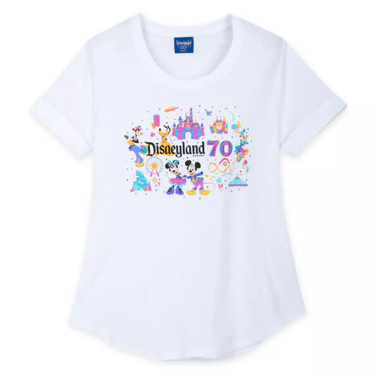 Mickey Mouse and Friends Disneyland 70th Anniversary T-Shirt for Women