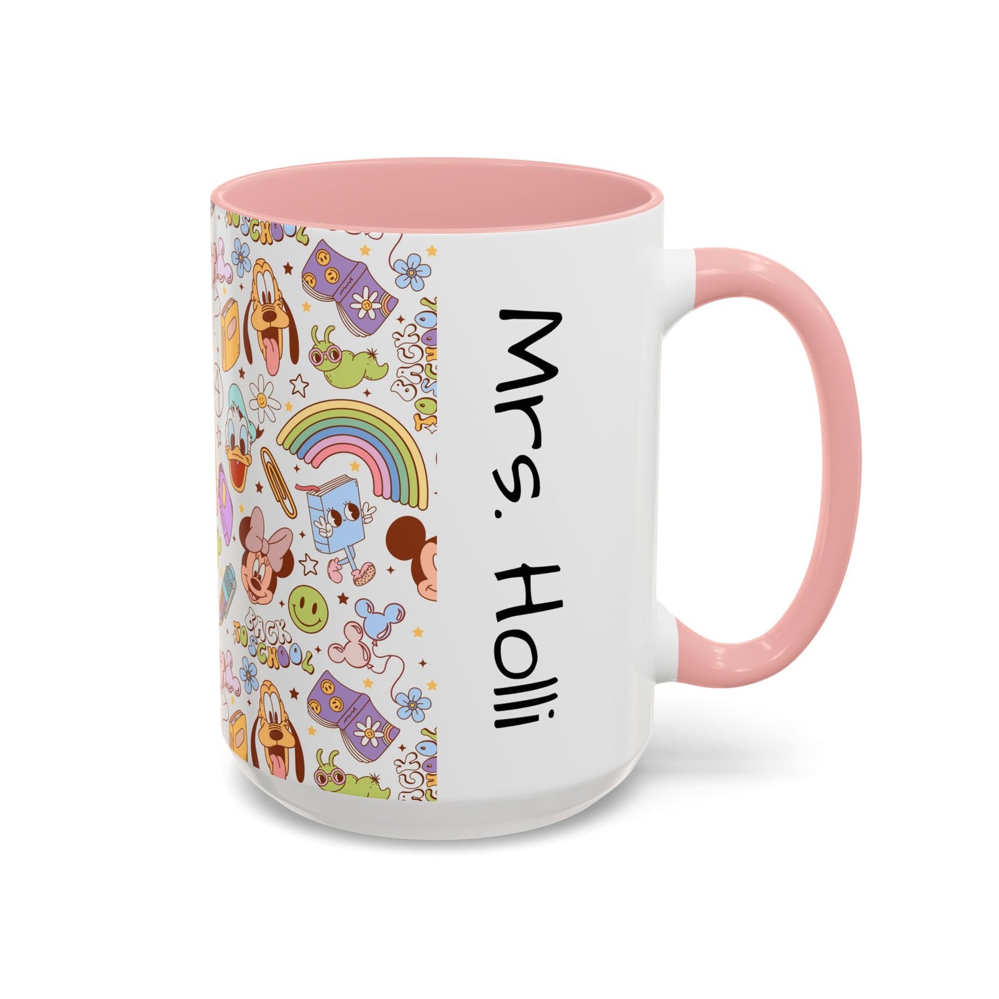 Back to School Mouse Friends Accent 11 / 15oz Dishwasher Safe Mug — Rainbows & Magic ☕🌈✨