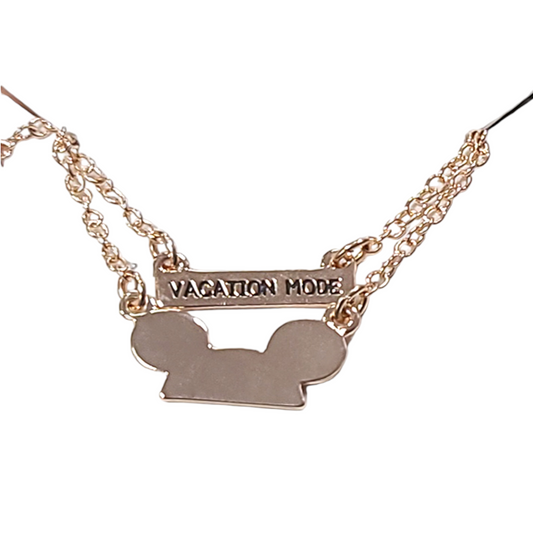 Rose Gold Vacation Mode - Mickey Ear Hat Icon Disney Necklace