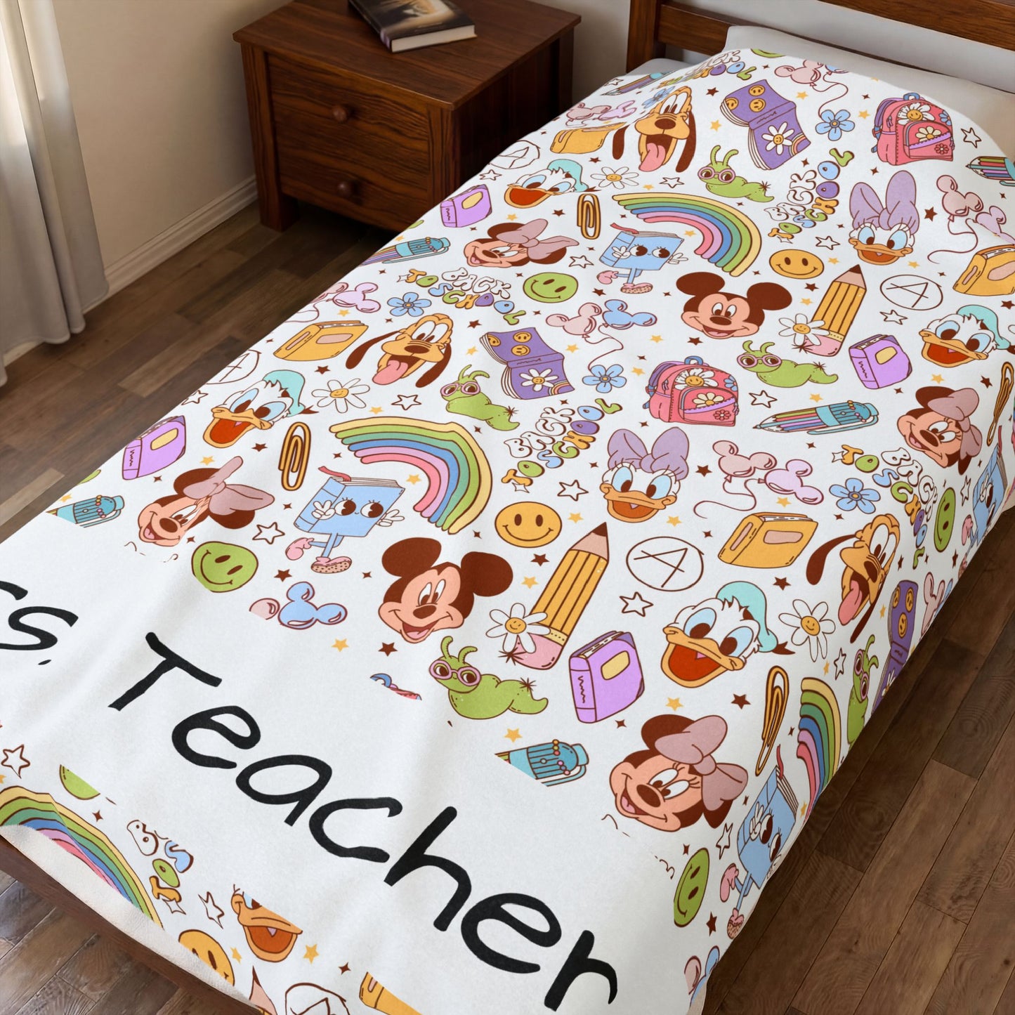Back to School Mouse Friends Velveteen Plush Blanket — Rainbows & Magic 🌈✨