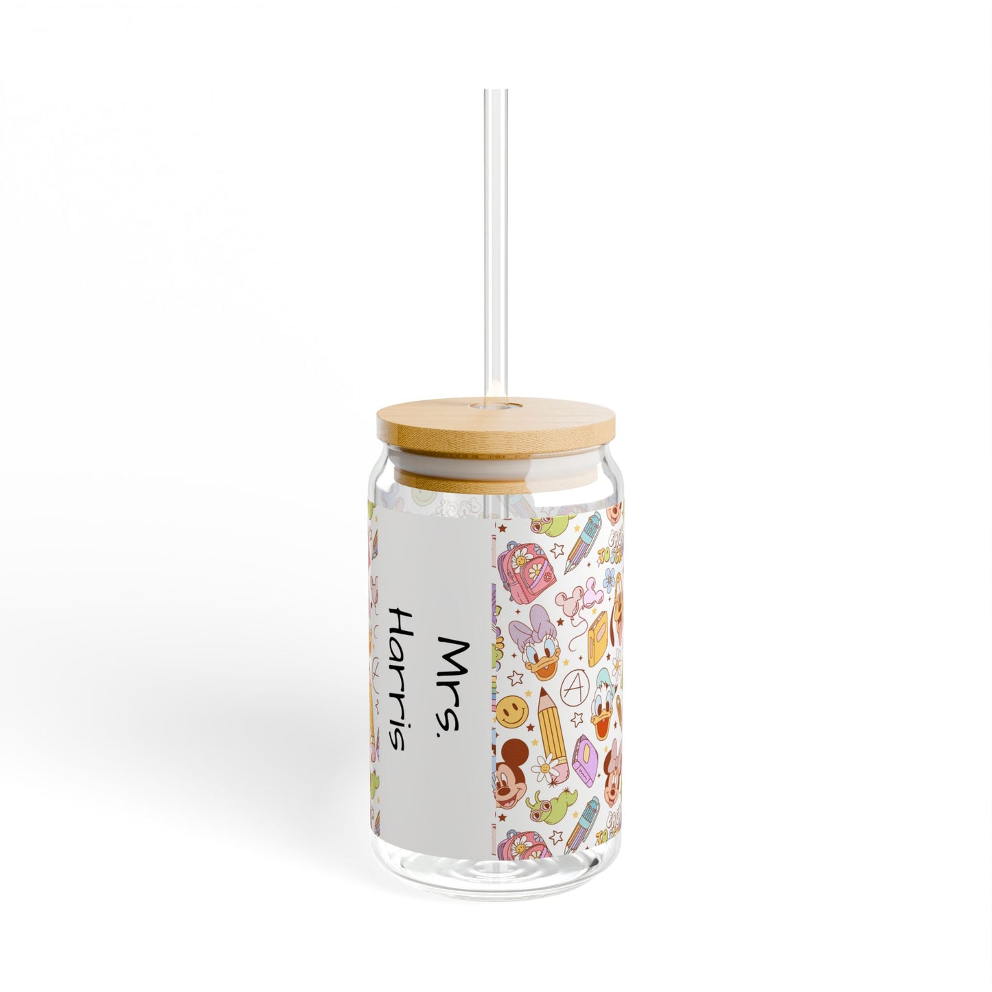 Back to School Mouse Friends 16oz Sipper Glass — Rainbows & Magic 🌈✨