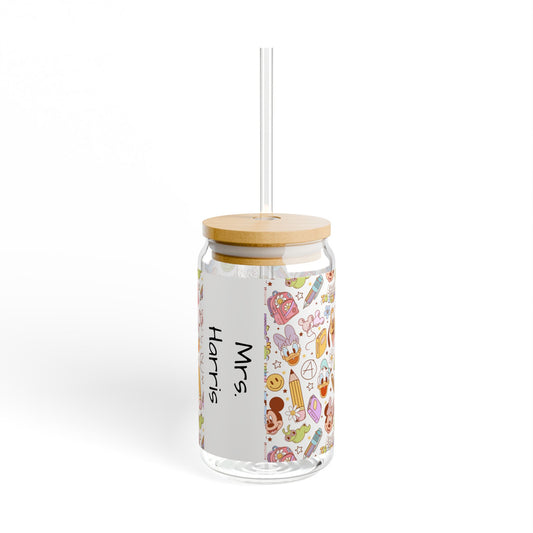 Back to School Mouse Friends 16oz Sipper Glass — Rainbows & Magic 🌈✨