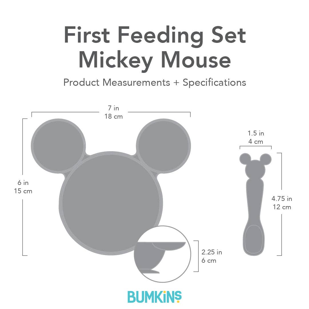 Mickey Mouse Blue Silicone First Feeding Set