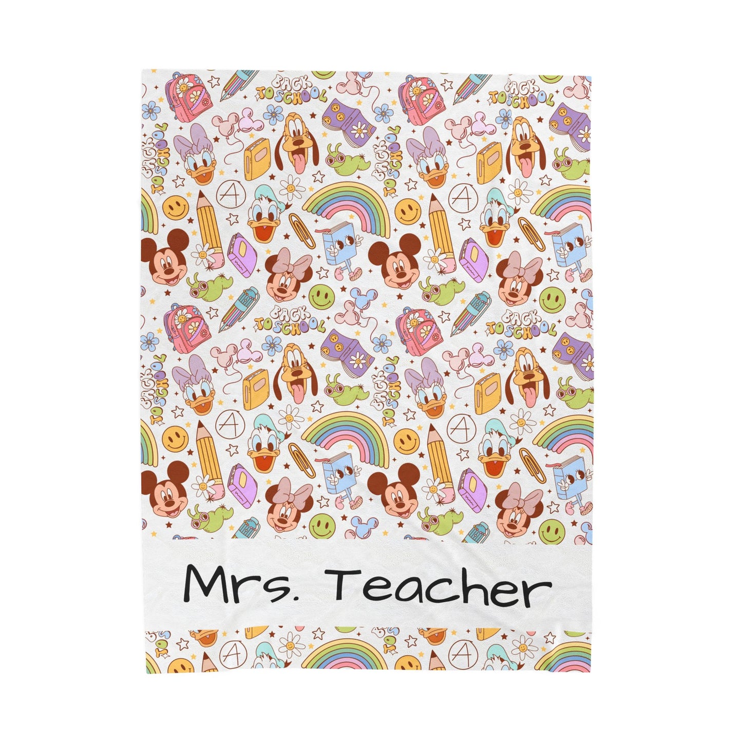 Back to School Mouse Friends Velveteen Plush Blanket — Rainbows & Magic 🌈✨