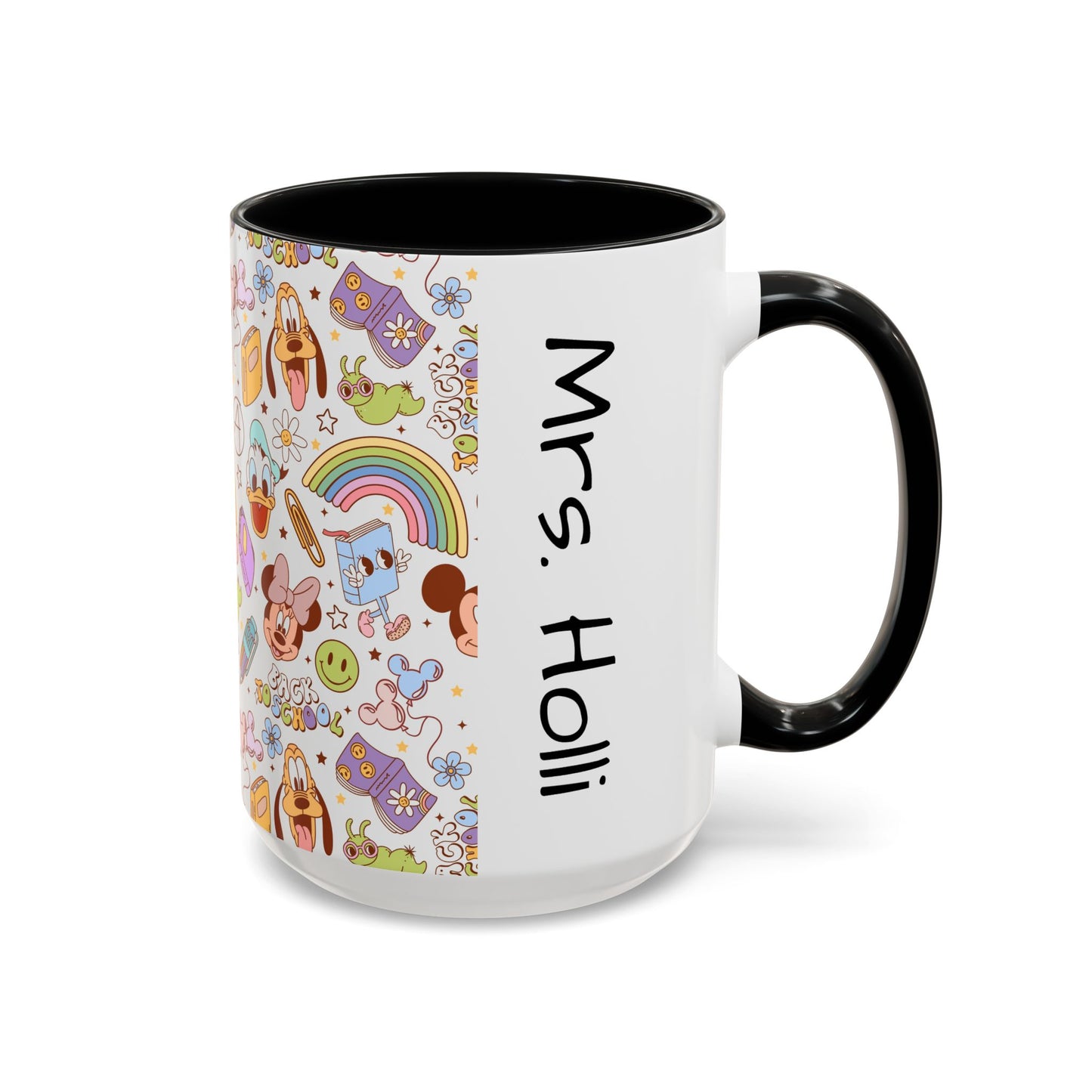 Back to School Mouse Friends Accent 11 / 15oz Dishwasher Safe Mug — Rainbows & Magic ☕🌈✨