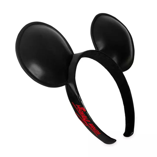 Black Plain Mickey Mouse Simulated Leather Ear Headband