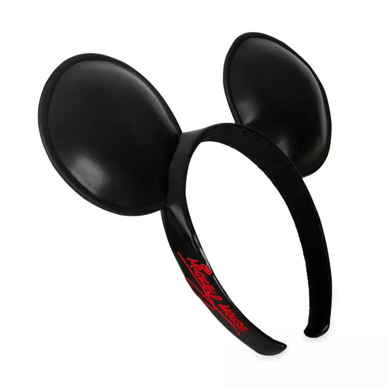 RENTAL Black Plain Mickey Mouse Simulated Leather Ear Headband