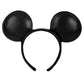 RENTAL Black Plain Mickey Mouse Simulated Leather Ear Headband