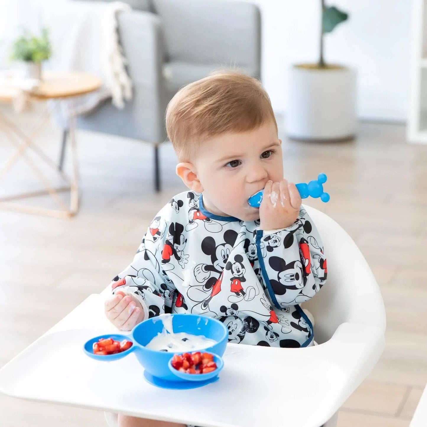 Mickey Mouse Blue Silicone First Feeding Set