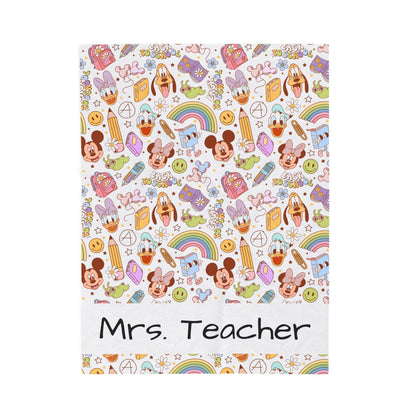 Back to School Mouse Friends Velveteen Plush Blanket — Rainbows & Magic 🌈✨