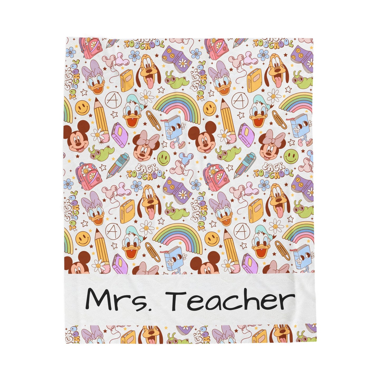 Back to School Mouse Friends Velveteen Plush Blanket — Rainbows & Magic 🌈✨