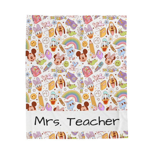 Back to School Mouse Friends Velveteen Plush Blanket — Rainbows & Magic 🌈✨